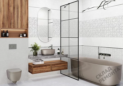Фото Плитка настенная Alma Ceramica Амарант TWU3090AMT00R светло-серый 300*900 – купить в Новосибирске: цена, описание, фото. Интернет-магазин 2