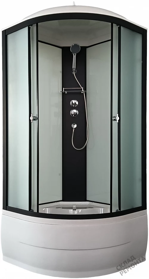 Фото Душевая кабина Aquapulse 4102D fabric white + black profile высокий поддон угловая 90*90 купить в Новосибирске: цена, описание, фото. Интернет-магазин 1