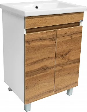 Тумба под умывальник напольная Vimark Классик 60, ясень/белый лак