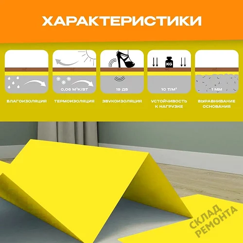 Фото Подложка листовая Solid 2 мм под ламинат и паркет желтая – купить в Новосибирске: цена, описание, фото. Интернет-магазин 3