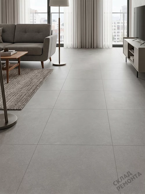 Фото Керамогранит матовый Alma Ceramica Бонд GFU6060BND70R серый 600*600*8,5 – купить в Новосибирске: цена, описание, фото. Интернет-магазин 1