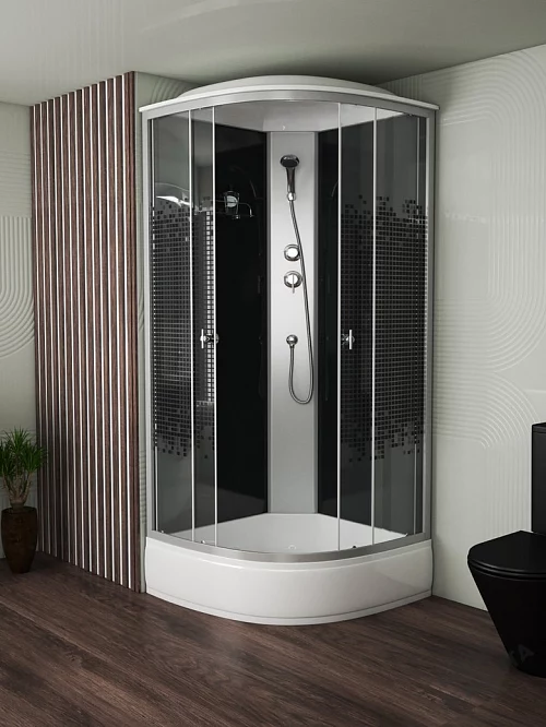 Фото Душевая кабина Niagara Eco NG-3504-14 black средний поддон угловая 90*90 купить в Новосибирске: цена, описание, фото. Интернет-магазин 1