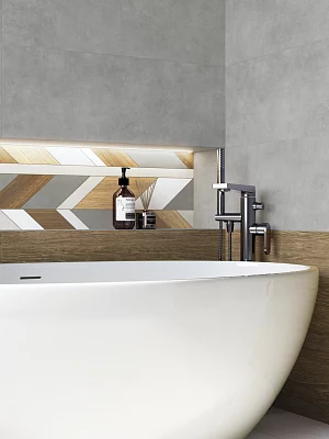 Плитка настенная Alma Ceramica Мурал TWU3090MUR70R серый 300*900