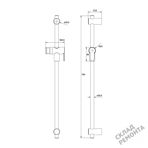 Фото Душевая стойка Iddis Рэй RAY70G0i17 графитовый купить в Новосибирске: цена, описание, фото. Интернет-магазин 3