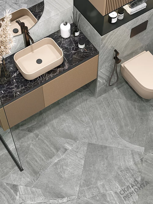 Фото Керамогранит матовый New Trend Рок D60203M серый 600*600*9,5 – купить в Новосибирске: цена, описание, фото. Интернет-магазин 1