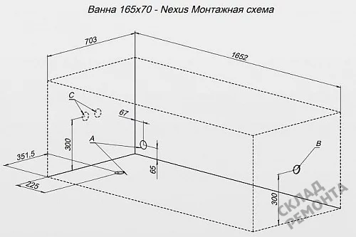 Фото Ванна акриловая Aquanet Nexus 165*70  купить в Новосибирске: цена, описание, фото. Интернет-магазин 8