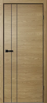 Дверь FlyDoors Нео N02 (черная алюм. кромка с 4-х сторон) дуб европейский, ПВХ, без стекла