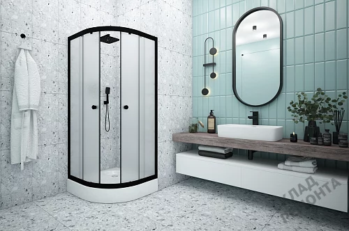 Фото Душевое ограждение Метакам Classic Black (матовое), 195 см. стекло 4 мм 80*80 купить в Новосибирске: цена, описание, фото. Интернет-магазин 2