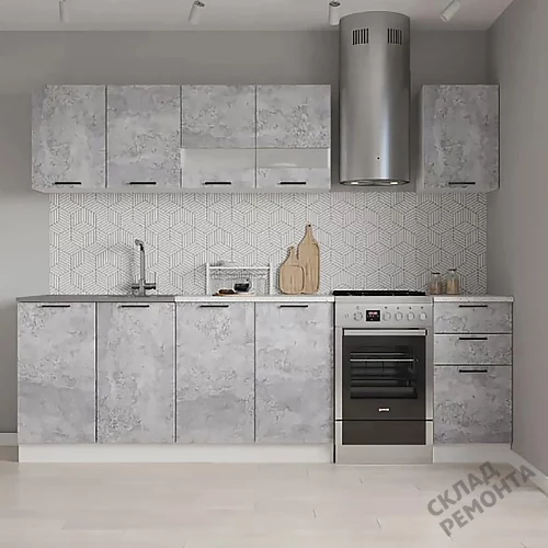 Фото Кухонный гарнитур ДСВ Дуся 2.0 м, цемент – купить в Новосибирске: цена, описание, фото. Интернет-магазин 1
