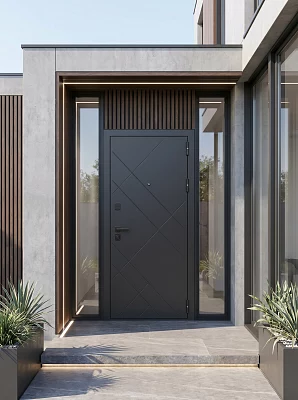Дверь входная FlyDoors Аркан Призма без терморазрыва букле черный/веллюто бьянко