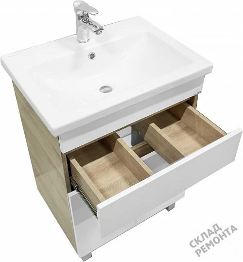 Фото Тумба под умывальник напольная Vimark Smart 2 60, белый/кромби купить в Новосибирске: цена, описание, фото. Интернет-магазин 3