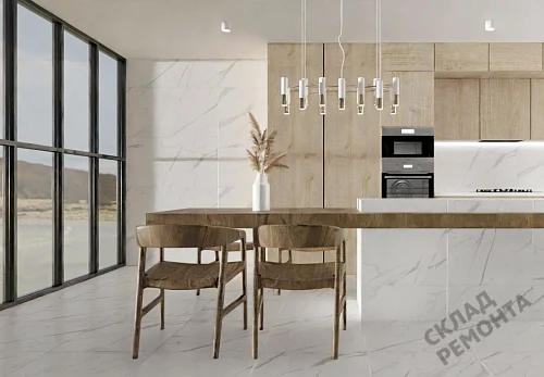 Фото Керамогранит матовый Steppe Ceramics Statuario White белый 600*600*9,5 – купить в Новосибирске: цена, описание, фото. Интернет-магазин 5