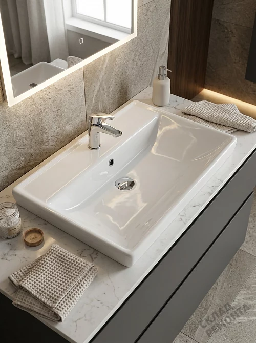 Фото Раковина на тумбу Dreja Q 60 191638, 60 см купить в Новосибирске: цена, описание, фото. Интернет-магазин 1