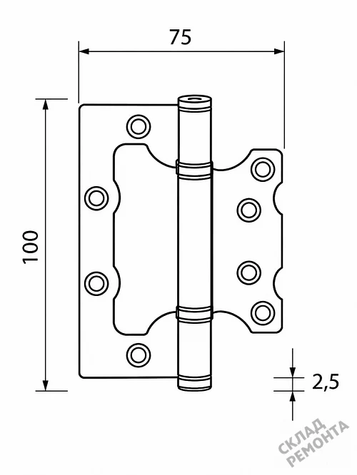Фото Петля универсальная Adden Bau 100X75X2.5 BUT GRAPHITE до 15 кг, 100*75*2,5 мм, графит – купить в Новосибирске: цена, описание, фото. Интернет-магазин. 2