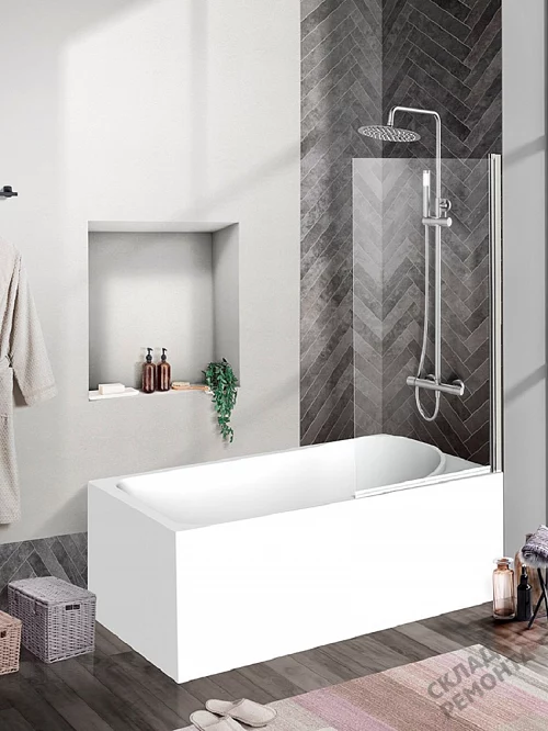 Фото Шторка для ванны BelBagno Uno UNO-V-1-90/150-C-Cr 5 мм хром 90*150 купить в Новосибирске: цена, описание, фото. Интернет-магазин 1
