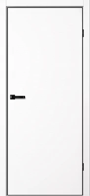 Дверь FlyDoors Нео N01 (черная алюм. кромка с 4-х сторон) белый, эмалит, без стекла