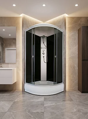 Душевая кабина Aquapulse 4002М grey black средний поддон угловая 90*90
