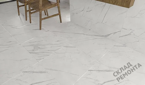 Фото Керамогранит матовый Steppe Ceramics Statuario White белый 600*600*9,5 – купить в Новосибирске: цена, описание, фото. Интернет-магазин 4