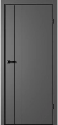 Дверь FlyDoors Нео N02 (черная алюм. кромка с 4-х сторон) графит, эмалит, без стекла