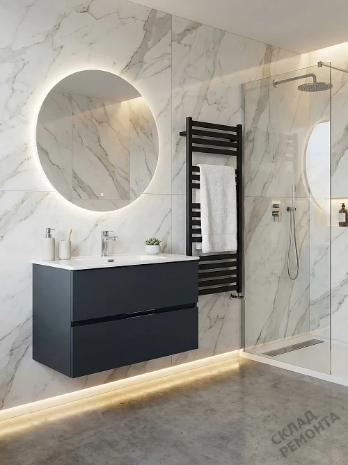Фото Тумба под умывальник подвесная Aquanet Алвита New 80 (277515), антрацит матовый купить в Новосибирске: цена, описание, фото. Интернет-магазин 1