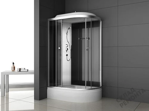 Фото Душевая кабина ODA 8406 L grey тонированное средний поддон асимметричная 120*80 купить в Новосибирске: цена, описание, фото. Интернет-магазин 2