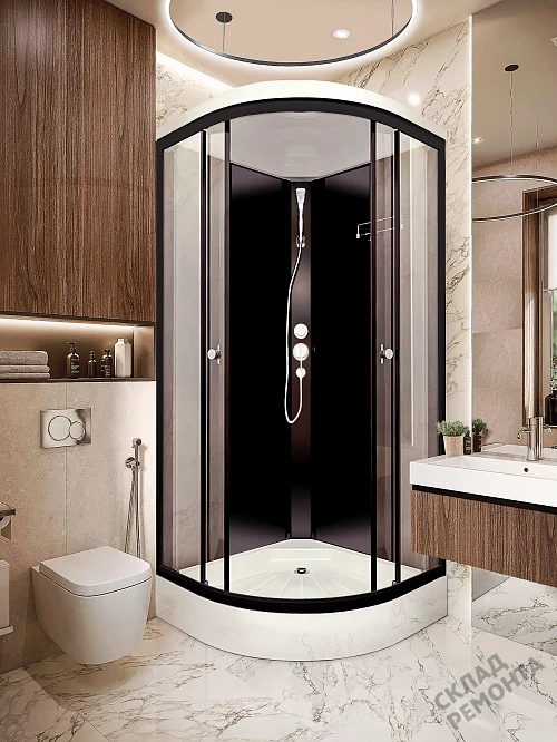 Фото Душевая кабина LUXMARE Sea Black низкий поддон угловая 80*80 купить в Новосибирске: цена, описание, фото. Интернет-магазин 5
