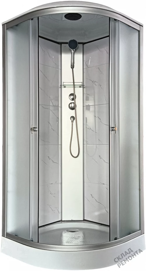 Фото Душевая кабина Aquapulse 4022E fabric white marble низкий поддон угловая 90*90 купить в Новосибирске: цена, описание, фото. Интернет-магазин 1