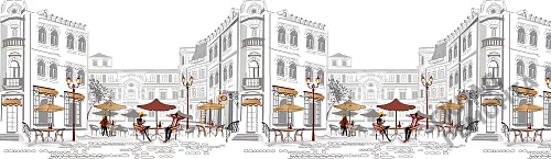 Фото Кухонный фартук пластик 1 мм АлтайПласт Уличное кафе – купить в Новосибирске: цена, описание, фото. Интернет-магазин 2