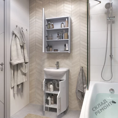 Фото Зеркальный шкаф подвесной Vigo Grand-450 zsh.GRA.45 без подсветки, белый купить в Новосибирске: цена, описание, фото. Интернет-магазин 2
