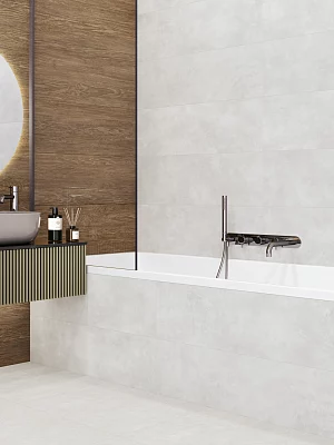 Плитка настенная Alma Ceramica Мурал TWU3090MUR07R светло-серый 300*900