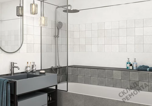 Фото Плитка настенная Alma Ceramica Куб TWU3090CUB70R серый 300*900 – купить в Новосибирске: цена, описание, фото. Интернет-магазин 5