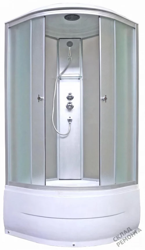 Фото Душевая кабина Aquapulse 4003D fabric white высокий поддон угловая 100*100 купить в Новосибирске: цена, описание, фото. Интернет-магазин 2