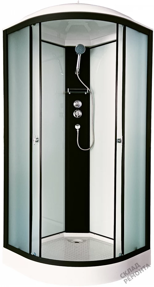 Фото Душевая кабина Aquapulse 4122D fabric white + black profile низкий поддон угловая 90*90 купить в Новосибирске: цена, описание, фото. Интернет-магазин 1