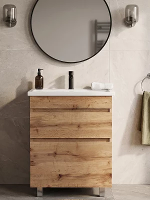 Тумба под умывальник напольная Vimark Рино 80, ясень/белый