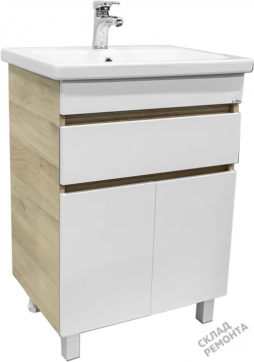 Фото Тумба под умывальник напольная Vimark Smart 2 60, белый/кромби купить в Новосибирске: цена, описание, фото. Интернет-магазин 1