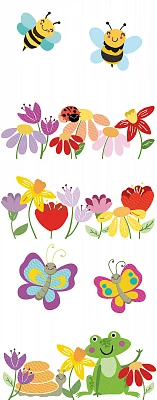 Вставка Нефрит-Керамика Kids Flora 52-05-01-3028 (из 5 плиток) белый 400*1000