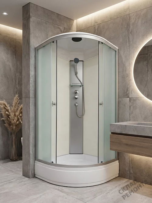 Фото Душевая кабина Aquapulse 4002M fabric white средний поддон угловая 90*90 купить в Новосибирске: цена, описание, фото. Интернет-магазин 1