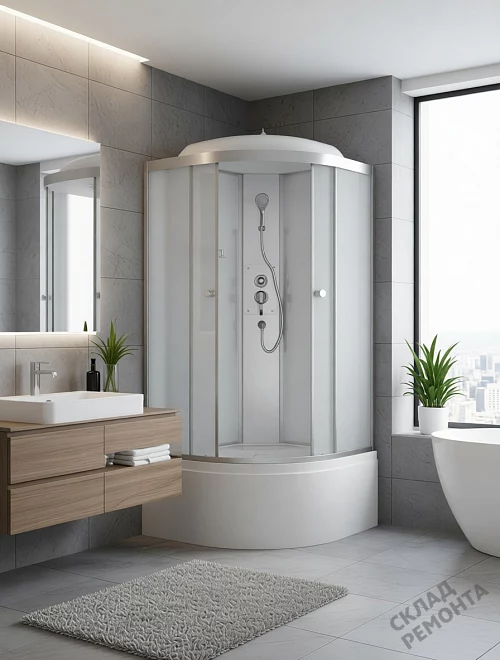Фото Душевая кабина ODA 8401 white высокий поддон угловая 90*90 купить в Новосибирске: цена, описание, фото. Интернет-магазин 1