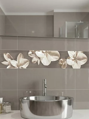 Бордюр Azori Амати Цветок Белый коричневый 505*62