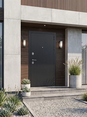 Дверь входная FlyDoors Аркан Классик без терморазрыва букле черный/веллюто бьянко