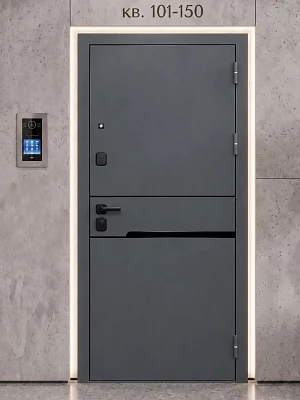 Дверь входная FlyDoors Онего без терморазрыва муар серый 7024/веллюто бьянко