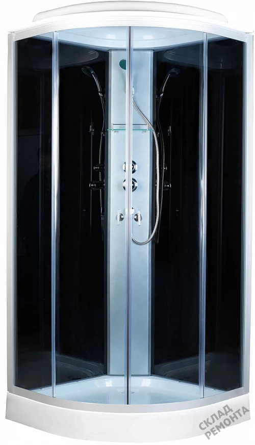 Фото Душевая кабина Aquapulse 4023D grey black низкий поддон угловая 100*100 купить в Новосибирске: цена, описание, фото. Интернет-магазин 3