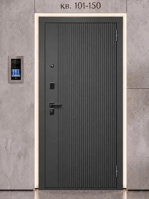 Дверь входная FlyDoors Эко Лайн без терморазрыва графит шагрень/белая шагрень