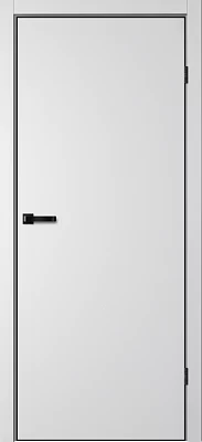 Дверь FlyDoors Нео N01 (черная алюм. кромка с 4-х сторон) серебристый, эмалит, без стекла