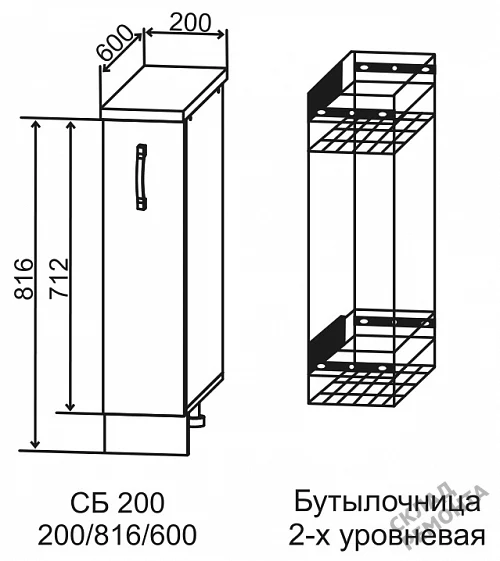 Фото Шкаф нижний ДСВ СБ 200 (бутылочница) – купить в Новосибирске: цена, описание, фото. Интернет-магазин 2