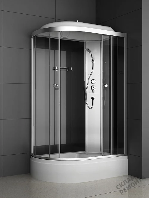 Фото Душевая кабина ODA 8406 R grey тонированное средний поддон асимметричная 120*80 купить в Новосибирске: цена, описание, фото. Интернет-магазин 1