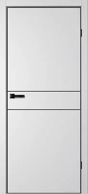 Дверь FlyDoors Нео N03 (черная алюм. кромка с 4-х сторон) серебристый, эмалит, без стекла