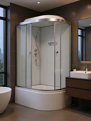Душевая кабина ODA 8406 white L высокий поддон асимметричная 120*80