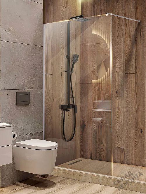 Фото Душевая перегородка LUXMARE LXM04-100-CH стекло 8 мм 100*195 купить в Новосибирске: цена, описание, фото. Интернет-магазин 3