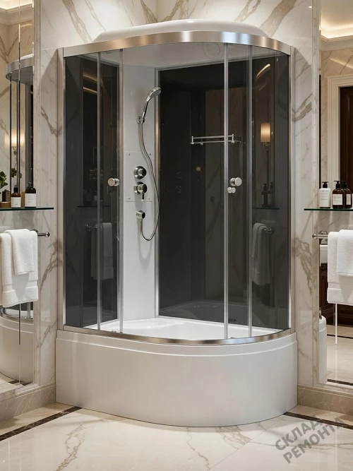 Фото Душевая кабина ODA 8406 black L высокий поддон асимметричная 120*80 купить в Новосибирске: цена, описание, фото. Интернет-магазин 1